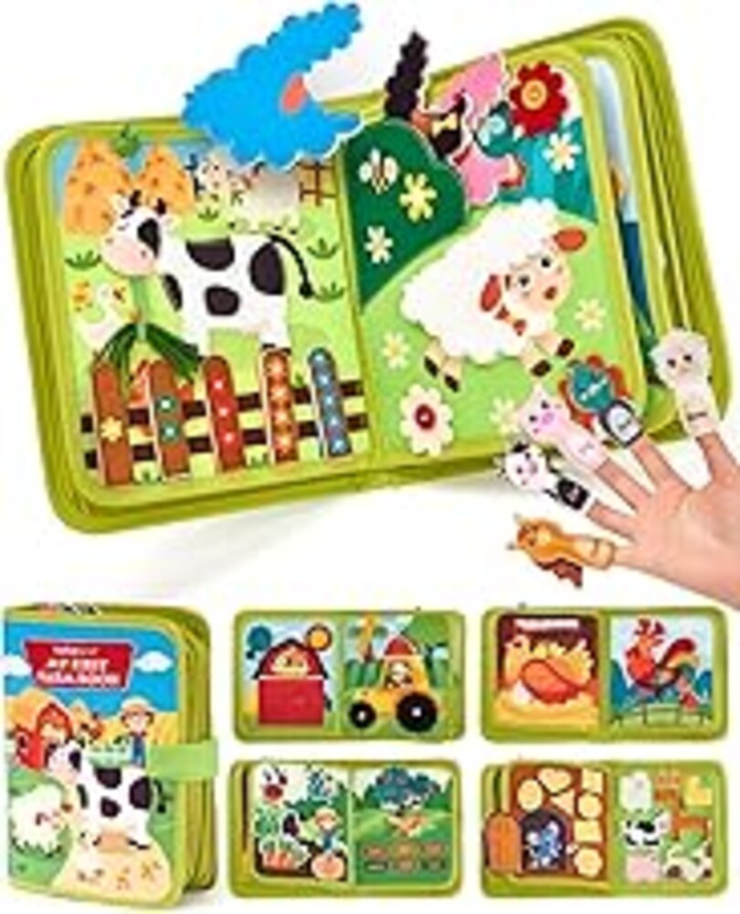 hahaland Busy Book for Toddlers 1-3 - Montessori Toys Busy Board for 1 Year Old Boy Gifts Girl Toys Educational Learning Quiet Activity Books Toddler Travel Toys for One Year Old Birthday Gift