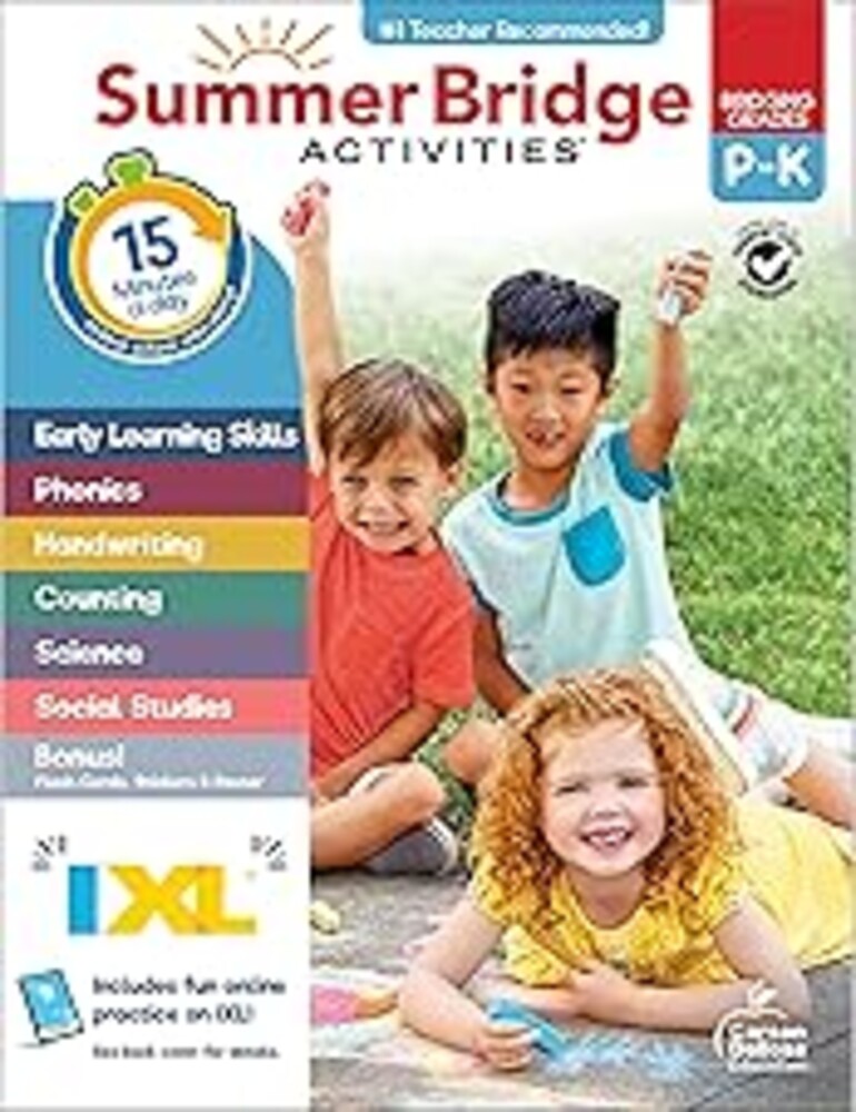 Summer Bridge Activities Preschool to Kindergarten Workbook, Activity Book Ages 4-6 With Math, Phonics, Handwriting Practice, Fitness, Flash Cards, Stickers, and More