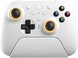 8BitDo Ultimate 2 Wireless Controller for Windows PC, Apple, Steam & Android, Gaming Controller with TMR Joysticks, Hall/Tactile Triggers, Motion Control, RGB Fire Ring, 1000Hz Polling Rate, White