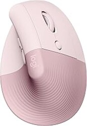Logitech Lift Vertical Ergonomic Mouse, Wireless, Bluetooth or Logi Bolt USB Receiver, Quiet clicks, 6 Buttons, Compatible with Windows/macOS/iPadOS, Laptop, PC - Rose