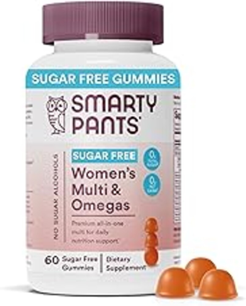 SmartyPants Women's Multivitamin Gummies, Sugar Free: Biotin, Methylfolate, Omega 3 (ALA), Vitamin D3, C, Vitamin B12, B6, A, K & Zinc, Inositol, Gluten Free, 60 Count (20 Day Supply)