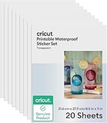Cricut Waterproof Clear Sticker Paper (20 Transparent Sheets, 8.5x11), Printable Stickers For Inkjet Printers - Works with Joy Xtra, Explore, & Maker Machines