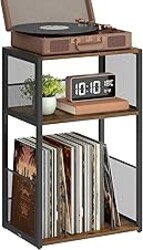 VASAGLE Record Player Stand, 3-Tier Side Table, Vinyl Record Storage up to 100 Albums, End Table for Living Room, Bedroom, Rustic Brown ULET275K01