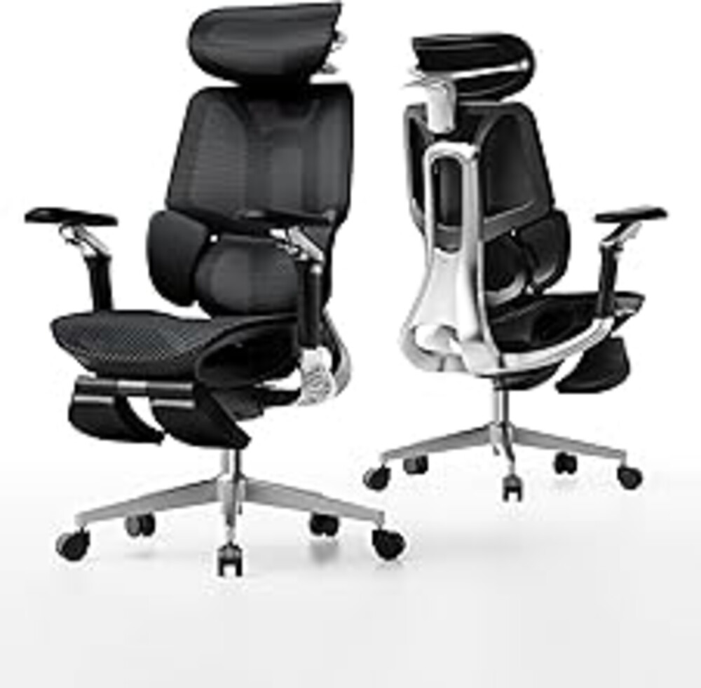 Hbada E3 Pro 2026 Edition Ergonomic Office Chair, Mesh Desk Chair with 3-Zone Floating Lumbar Support, Upgraded 4D Headrest, 720° Armrests, Black with Footrest