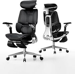 Hbada E3 Pro 2026 Edition Ergonomic Office Chair, Mesh Desk Chair with 3-Zone Floating Lumbar Support, Upgraded 4D Headrest, 720° Armrests, Black with Footrest