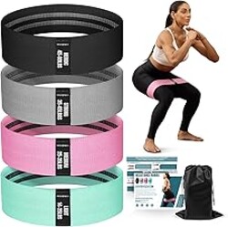 Resistance Bands for Working Out with Guide, 4 Workout Bands for Women & Men, Fabric Exercise Bands for Legs, Hip, Glute, Butt, Booty Bands Set for Yoga, Pilates, Strength