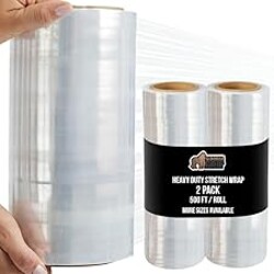 GORILLA GRIP 500% Stretch Film Heavy Duty Plastic, 2 Pack 500ft Shrink Wrap Rolls 10" Puncture Resistant, Industrial Strength for Pallet Storing, Wrapping, Moving, Packing Furniture Protection Clear