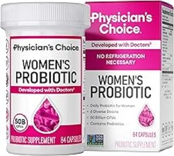 Physician's Choice Probiotics for Women - PH Balance, Digestive, UT, & Feminine Health - 50 Billion CFU - 6 Unique Strains for Women - Organic Prebiotics, Cranberry Extract+ - Womens Probiotic - 84 CT