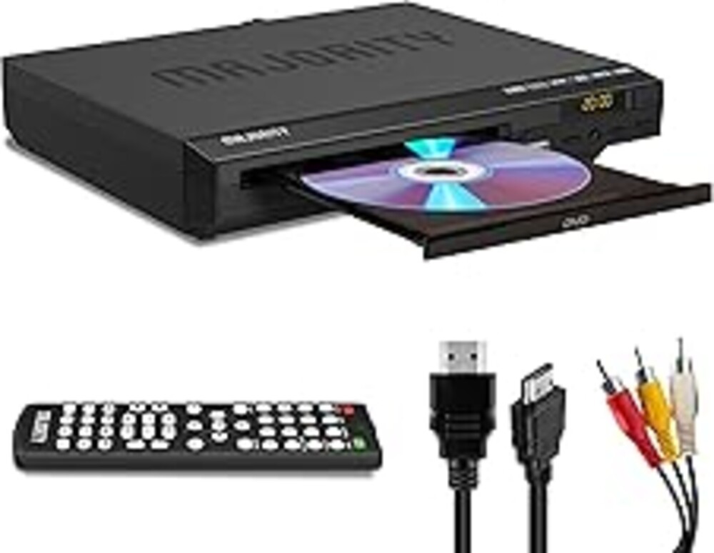 2026 Model HDMI DVD Player for TV | 1080P Region Free DVD-Players for Smart TV | Mini DVD Player with USB, CD & MP3 | HDMI Cable, RCA Cable & Remoted Control | MAJORITY DVD