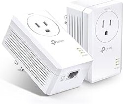 TP-Link AV1000 Powerline Ethernet Adapter Kit (TL-PA7017P KIT) - Passthrough, Noise Filtering, Gigabit Port, Plug Pair & Play, Network Adapter, Free Expert Support