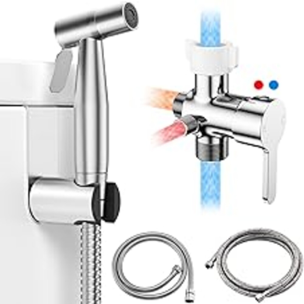 Arofa Hot and Cold Handheld Bidet Sprayer for Toilet, Warm Water Bidet with Adjustable Pressure, Non-Electric Temperature Control for Feminine Wash