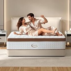 Queen Size Mattress 12 Inch, Hybrid Mattresses in a Box, Medium Firm Individual Pocket Springs Fiberglass Free Breathable and Stress-Relieving CertiPUR-US 80" x 60"