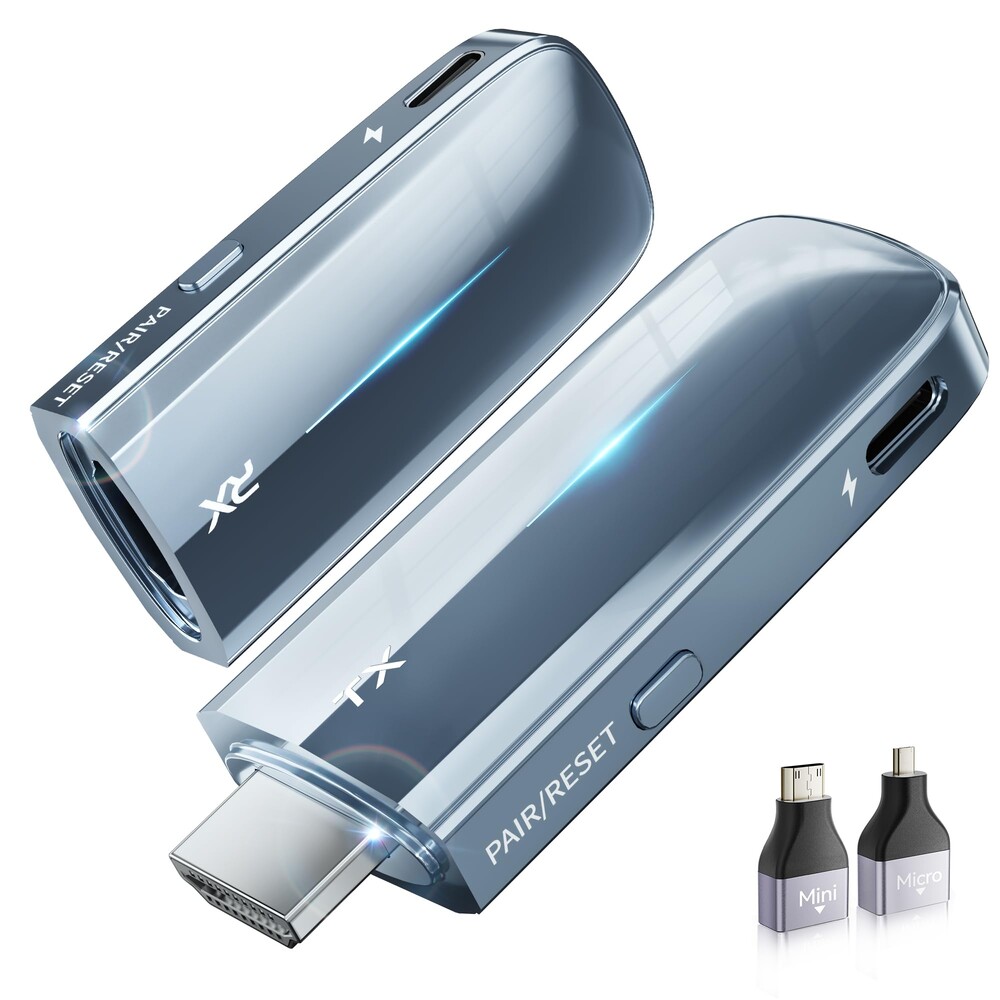 2026Upgrade Wireless HDMI Transmitter and Receiver 328FT/100M, Low-Latency Dual-Band 5.8+2.4G LDS Antenna, 4K Decode 10Bit 1.08 Billion Hues Display Video and Audio to Monitor from PC/Projector/TV Box