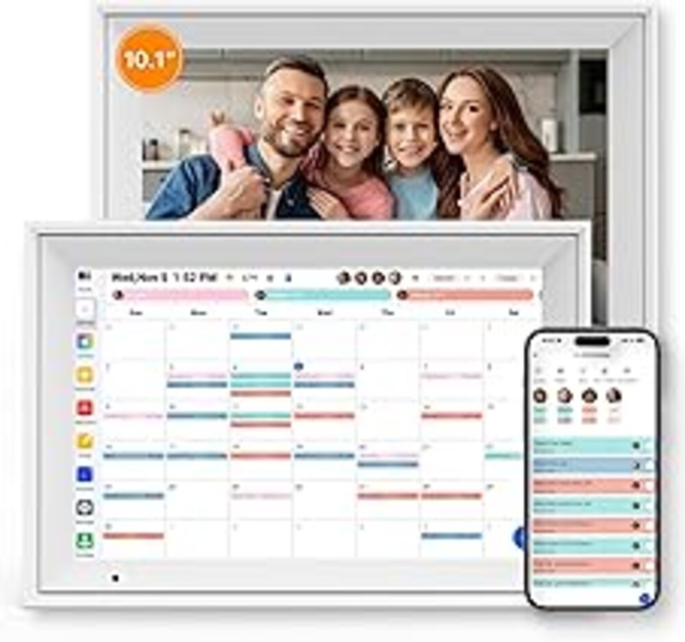 Linkdaze Digital Calendar 10.1'' Electronic Calendar for Family Schedules, WiFi Smart Calendar Built-in 32GB Memory, 1280 * 800 IPS HD Touchscreen Interactive Family Planner & Meal Planner-White
