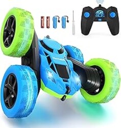 Hamdol Remote Control Car for Kids, 360° Rotating Double-Sided RC Car with LED Headlights, 4WD 2.4GHz Electric Rechargeable Toy Vehicle for Boys and Girls, Perfect Birthday