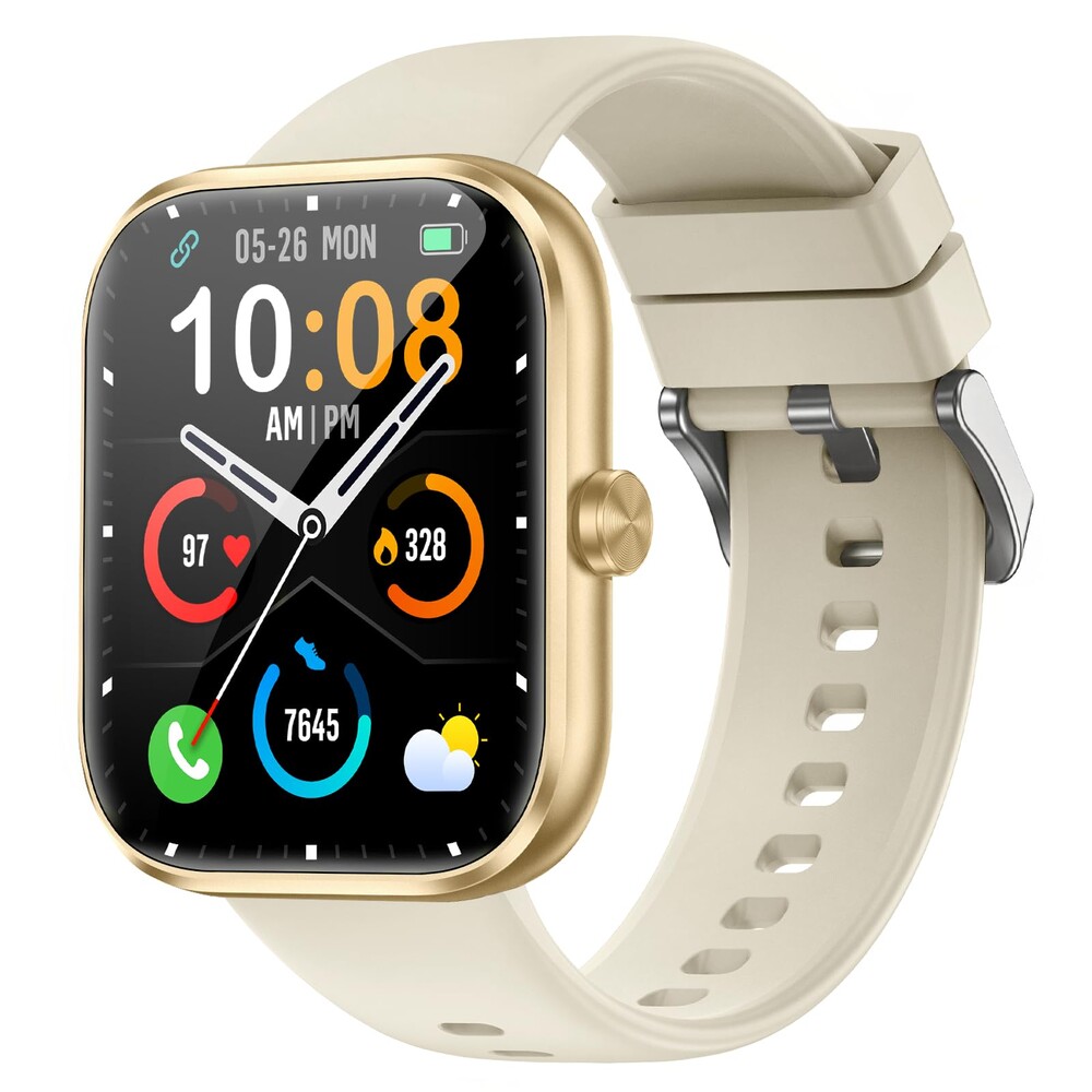 Smart Watch for Men Women, 1.83" HD Touchscreen Fitness Watch with Bluetooth Call&Message Notifications, 110+Sport Modes, 24/7 Heart Rate/Sleep Monitor, IP68 Waterproof Fitness Tracker, Champagne Gold