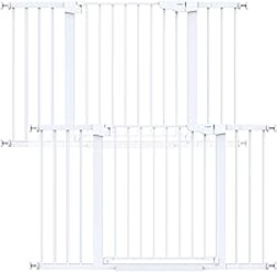 Cumbor 2 Pack 29.7-51.5" Extra Wide Baby Gate for Stairs, Easy Walk Through Dog Gates for Doorways, Pressure Mounted Pet Gate Indoor, Safety Auto-Close Child Gate for Kids with 4 Wall Cups, White