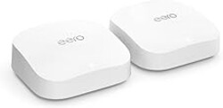 Amazon eero Pro 6E mesh wifi system - Supports internet plans up to 2.5 Gbps, Coverage up to 4,000 sq. ft., Connect 100+ devices, 2-pack