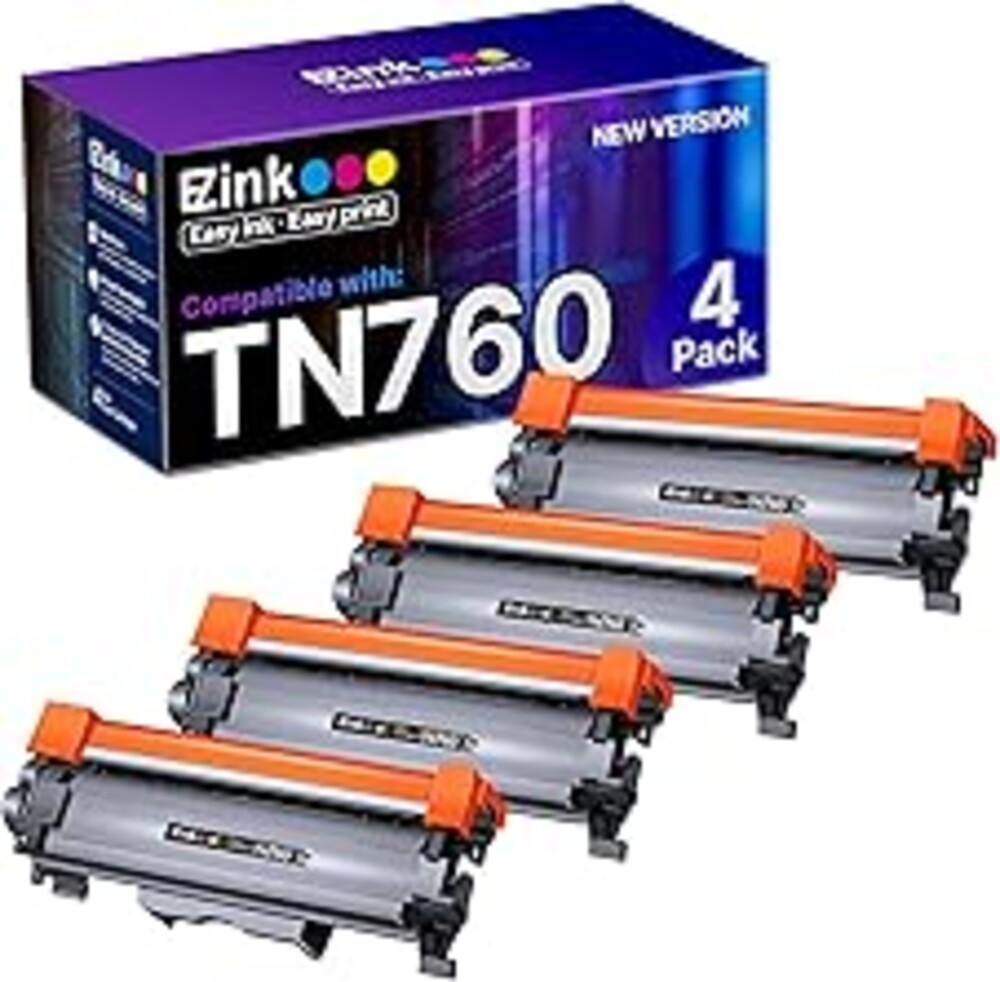 E-Z Ink TN760 Toner for Brother Printer Compatible for Brother TN-760 TN730 TN-730 Toner Cartridges to Use with MFC-L2710DW MFC-L2750DW HL-L2350DW HL-L2370DW HL-L2395DW L2390DW DCP-L2550DW (4 Black)