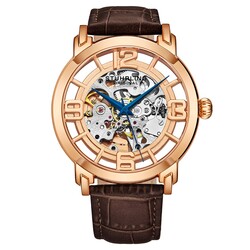 Stührling Original Men’s Skeleton Automatic Watch – Winchester 44 Elite, Stainless Steel Case, Mechanical Movement, Leather Strap