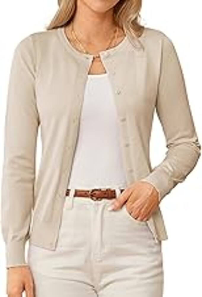 GRACE KARIN Womens Long Sleeve Knit Cardigan Sweaters Casual Dressy Open Front Button Down Cardigans Summer Outfits