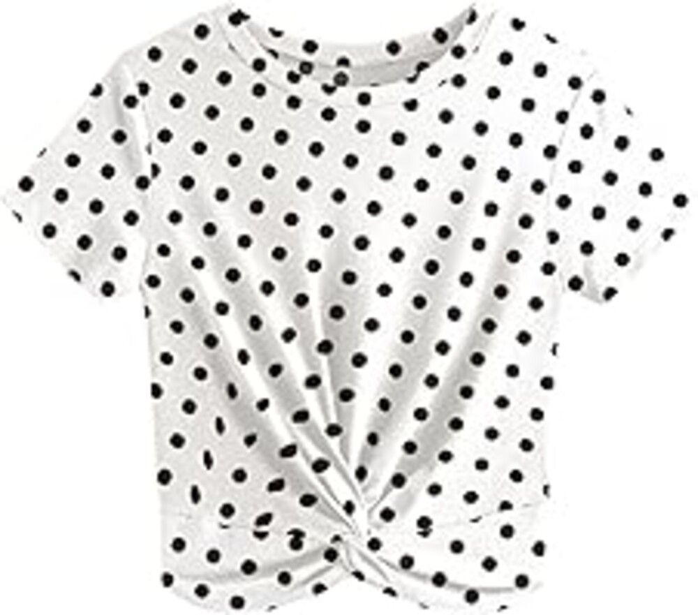 JINKESI Women's Summer Causal Short Sleeve Blouse Round Neck Crop Tops Twist Front Tee T-Shirt