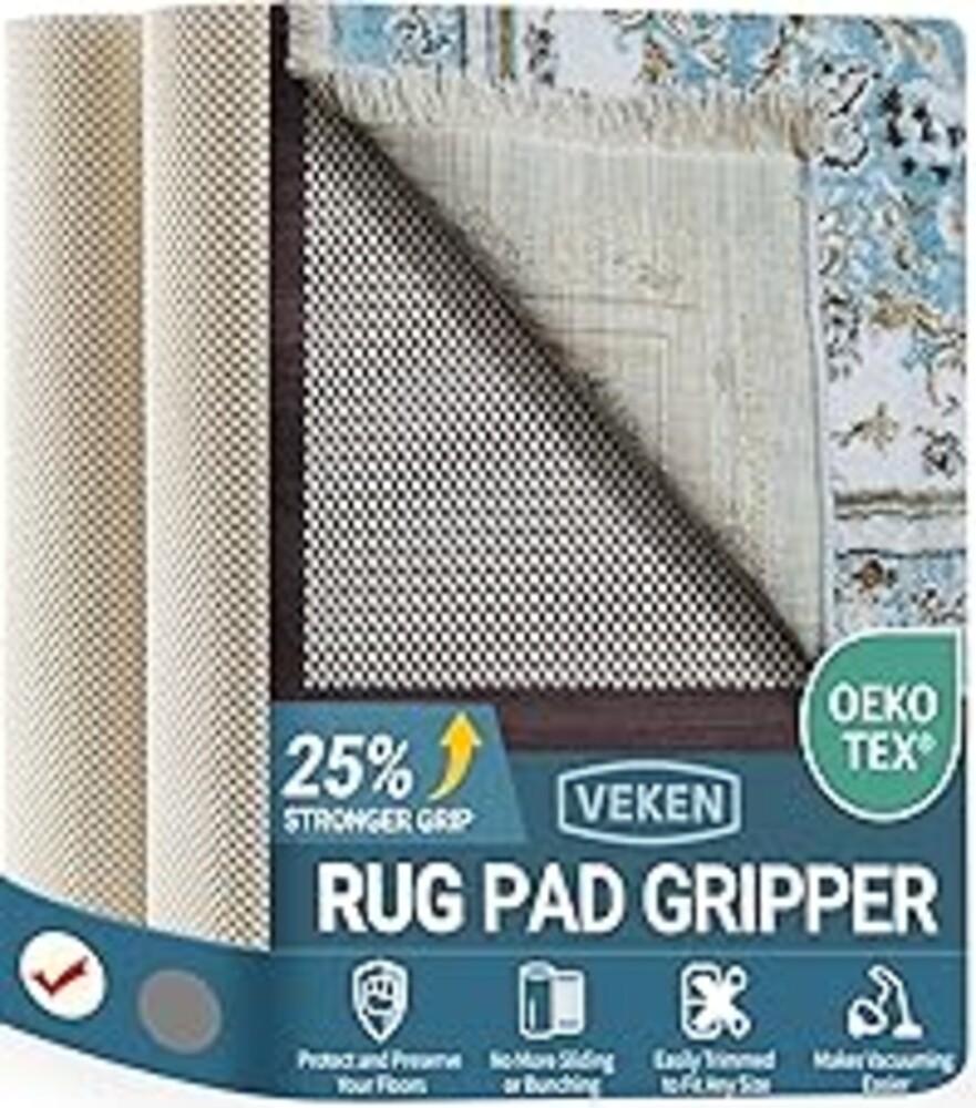 Veken 9x12 Ft Rug Pad Gripper for Hardwood Floors, Non Slip Rug Pads for Area Rugs, Thick Rug Grippers for Tile Floors, Under Carpet Anti Skid Mat, Keep Your Rugs Safe and in Place