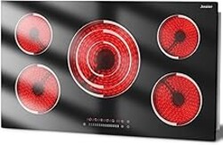 Jessier Electric Cooktop 34.25 Inch(Cut-out Size: 34.25"x19.3") - 9200W 36 Inch High Power 5 Burners Electric Stovetop, Built-in Ceramic Burner, Safety Lock, Expandable Ring, 240V Hard Wired (No Plug)