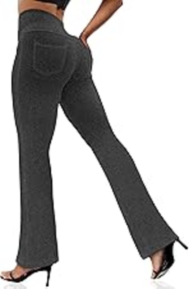 VOOVEEYA Women's Bootcut Leggings - Bootleg Yoga Pants Flare with 4 Pockets,Tummy Control High Waisted Casual Dress Pants