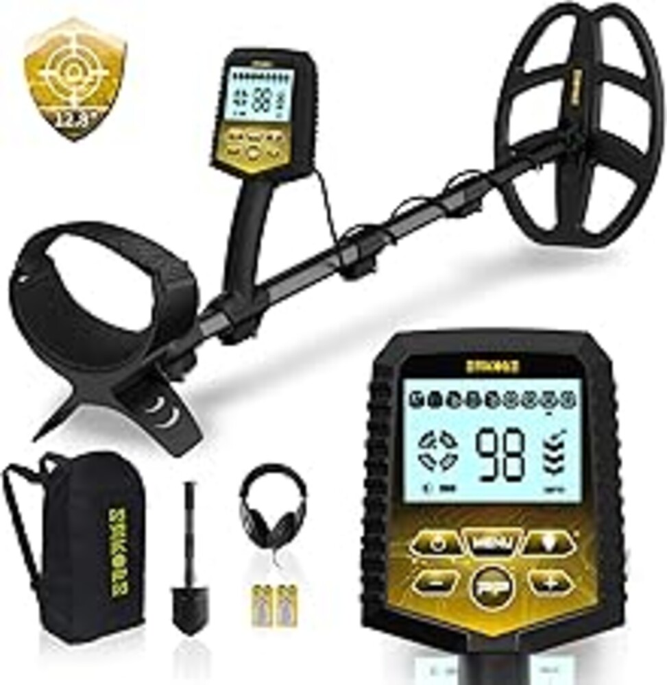 SAKOBS Metal Detector for Adults, Professional Foldable Waterproof Metal Detector with 11" IP68 DD Coil, Backlit LCD Target ID, 12.8" Deep Search Gold Detector, Lightweight Beach Metal Detector