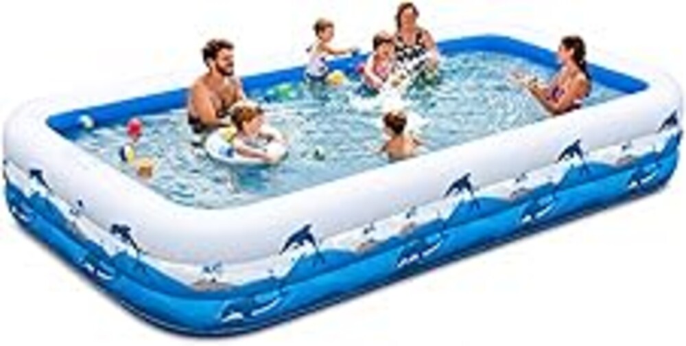 Extra Large Family Inflatable Pool, 130" x 72" x 22" Blow Up Pool for Kids & Adults, Thick PVC Kiddie Swimming Pool for Backyard Summer Fun