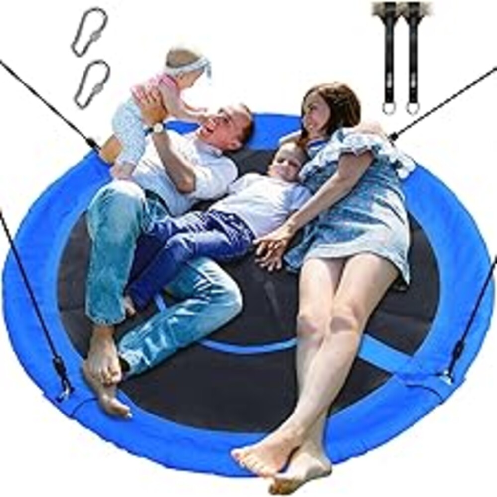 Trekassy 60" Large Saucer Tree Swing for Kids Adults 900D Oxford Waterproof with 2pcs Hanging Straps