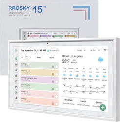 RROSKY WiFi Digital Calendar Smart Family Planner,Chore Charts, Achievement Rewards, AI Meal Planning, Smart Touchscreen Interactive Display for Schedules and Cloud Photo Desk Bases,15.6'' White