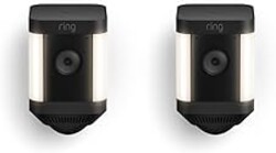 Ring Spotlight Cam Plus, Battery (newest model), Home or business security with HD video, Two-Way Talk, Color Night Vision, and Security Siren, 2-pack, Black