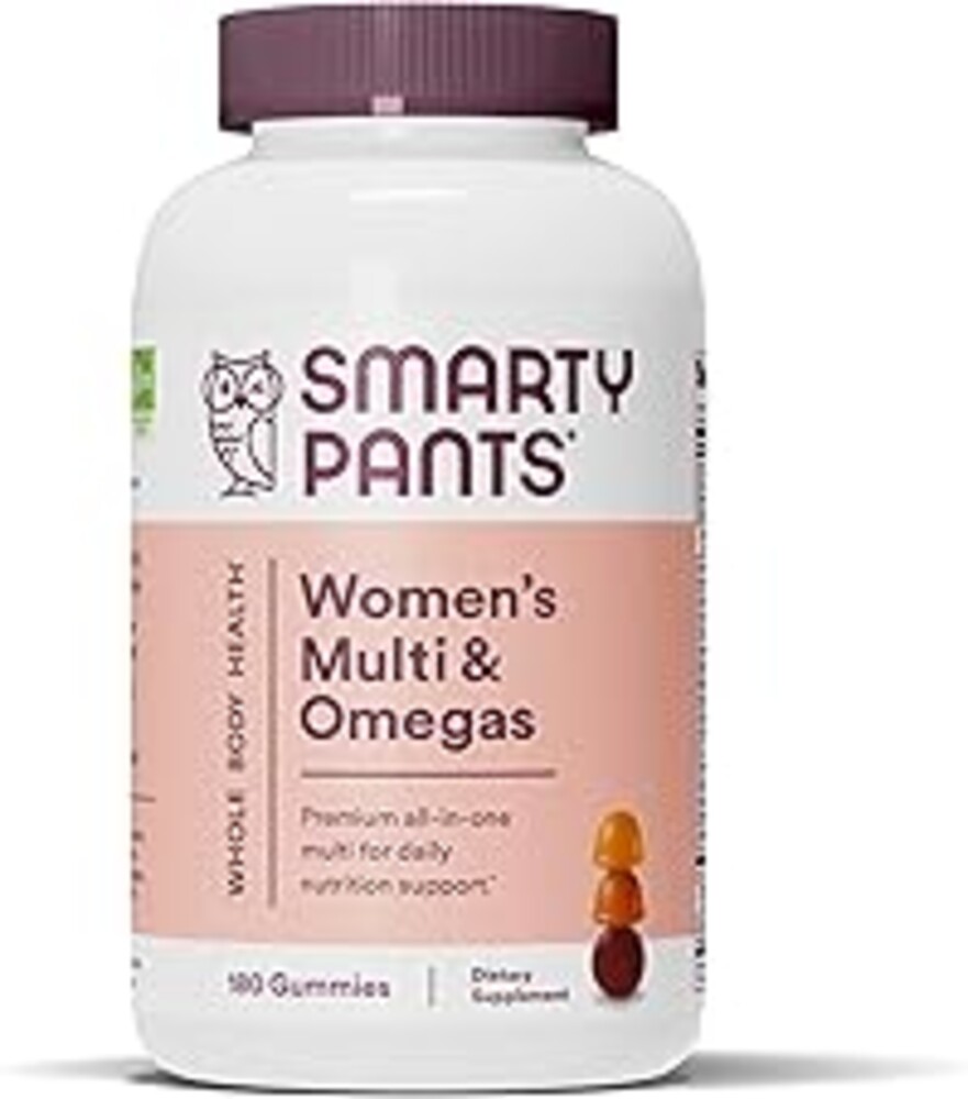 SmartyPants Women's Multivitamin Gummies: Omega 3 Fish Oil (EPA/DHA), Methylfolate, CoQ10, Vitamin D3, C, Vitamin B12, B6, A, K & Zinc, Inositol, Gluten Free, 180 Count (30 Day Supply)
