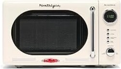 Nostalgia NRMO7IVY6A Retro Compact Countertop Microwave Oven, 0.7 Cu. Ft, Ivory