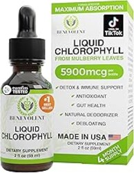 Benevolent Nourishment Chlorophyll Supplement, Detox & Immune Support, Internal Deodorizer, Liquid Drops