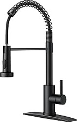 FORIOUS Black Kitchen Faucet with Pull Down Sprayer, Stainless Steel Commercial Single Handle Classic Spring Pull Out Kitchen Sink Faucet for Pot Filler, Farmhouse Camper Bar Laundry Room