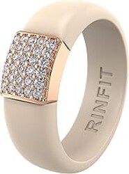 Rinfit Womens Silicone Wedding Ring - Engagement Ring for Women - Promise Rings for Her with Cubic Zirconia Stones - Patented Design
