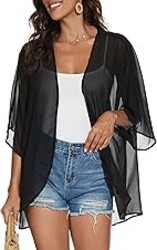Women's Floral Print Puff Sleeve Kimono Cardigan Loose Cover Up Casual Blouse Tops 2026