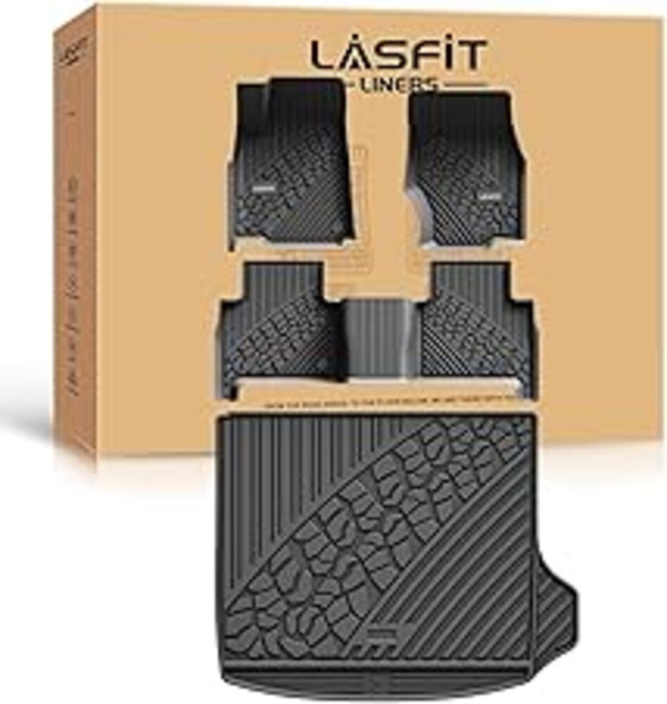 LASFIT Floor Mats for Jeep Grand Cherokee WL 2022-2025 2026 5-Seat (Include 4xe, NOT for L), All Weather TPE Custom Fit Car Mats Floor Liners Cargo Liner Cargo Mat Trunk Mat Black