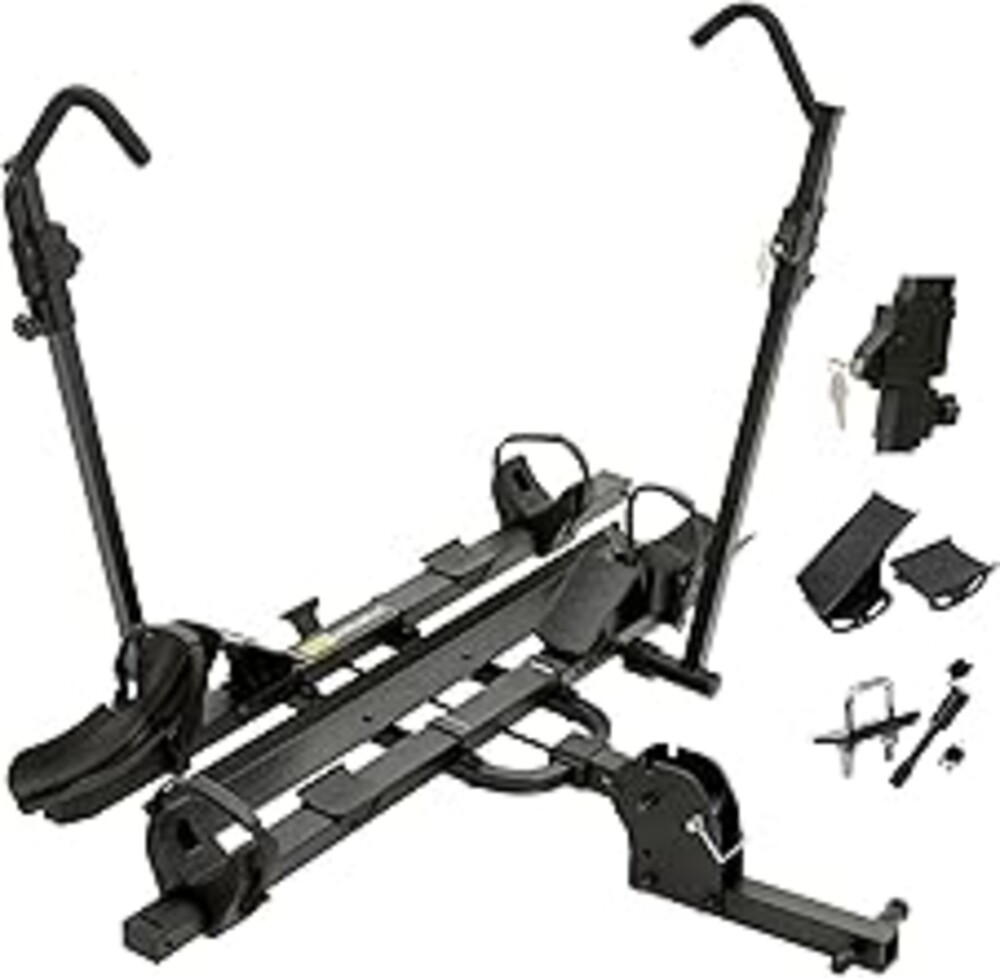 TrailV2 Plus Hitch 2 Ebike Rack with Ramp, Tilt, Fold, Anti-Theft Hitch & Wheel Locks, Heavy Duty 170 lbs Capacity, Fits 2" Receiver, Max 5" Fat Tires, Electric Bike Rack for Car, SUV, Truck, RV