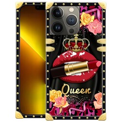 WANKBLC Compatible with iPhone 13 Pro Case, Queen Lip Crown Leopard Print Luxury Golden Decoration for Girl Women Soft TPU Shockproof Protective Hard PC Back for iPhone 13 Pro