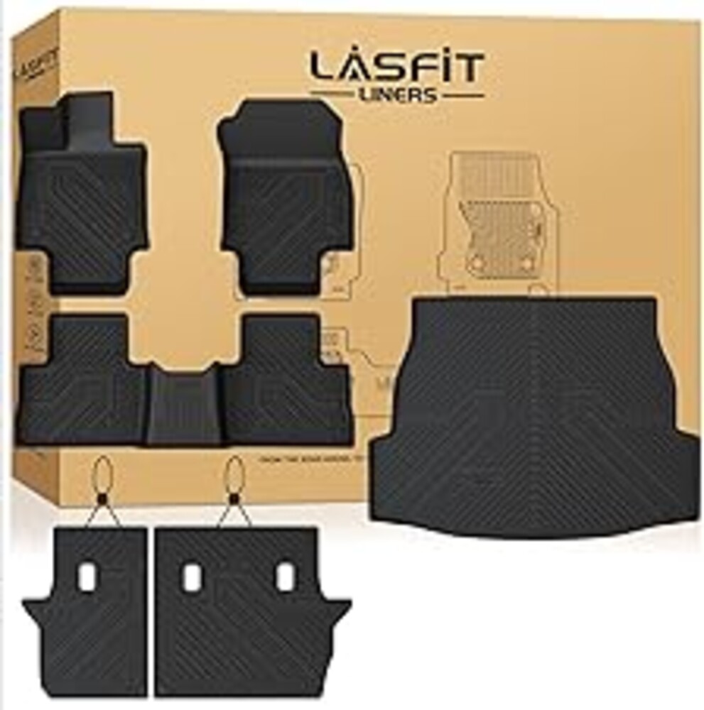 LASFIT Floor Mats & Backrest Mats & Trunk Mat for Toyota RAV4 2019-2025 (Not Fit Hybrid) All Weather TPE Custom Fit Floor Liners Car Mats Full Set Accessories, Lifespan 5 Years+, Black