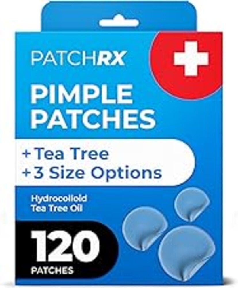 PatchRx Pimple Patches for Face (120 Patches), Hydrocolloid Acne Patches with Tea Tree Oil, Pimple Patch Pimple Stickers - Hydrocolloid Patch Acne Dots - Acne Pimple Patches For Face - Zit Patches