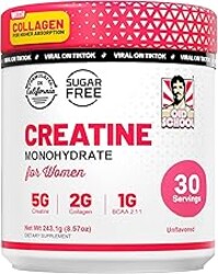 Old School Labs Creatine for Women – Post-Workout Supplement with 5000mg Creatine Monohydrate Powder, 2000mg Collagen & BCAA 2:1:1 for Strength Support & Recovery – Unflavored - 8.57 Ounce (Pack of 1)