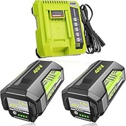 2Pack High Capacity 7500mAh OP40261 Replacement for Ryobi 40V Battery Lithium and OP401 Charger Compatible with Ryobi 40 Volt Battery OP4050 OP4040 OP40401 OP40201 OP40601 Cordless Power Tools