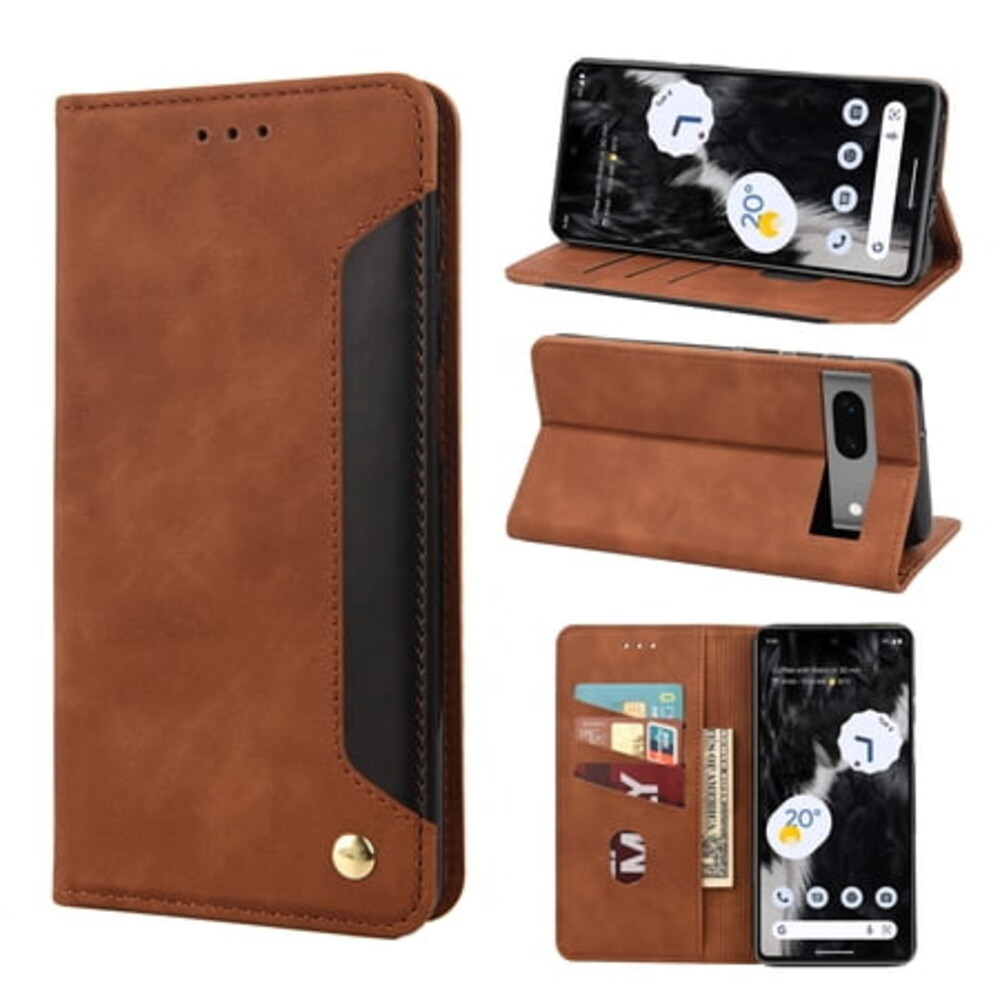 TECH CIRCLE Google Pixel 7 Wallet Case, Ultra Slim PU Leather Card Slot Kickstand Magnetic Soft Flip Fold Shockproof TPU Inner Case for Google Pixel 7 2022,Brown
