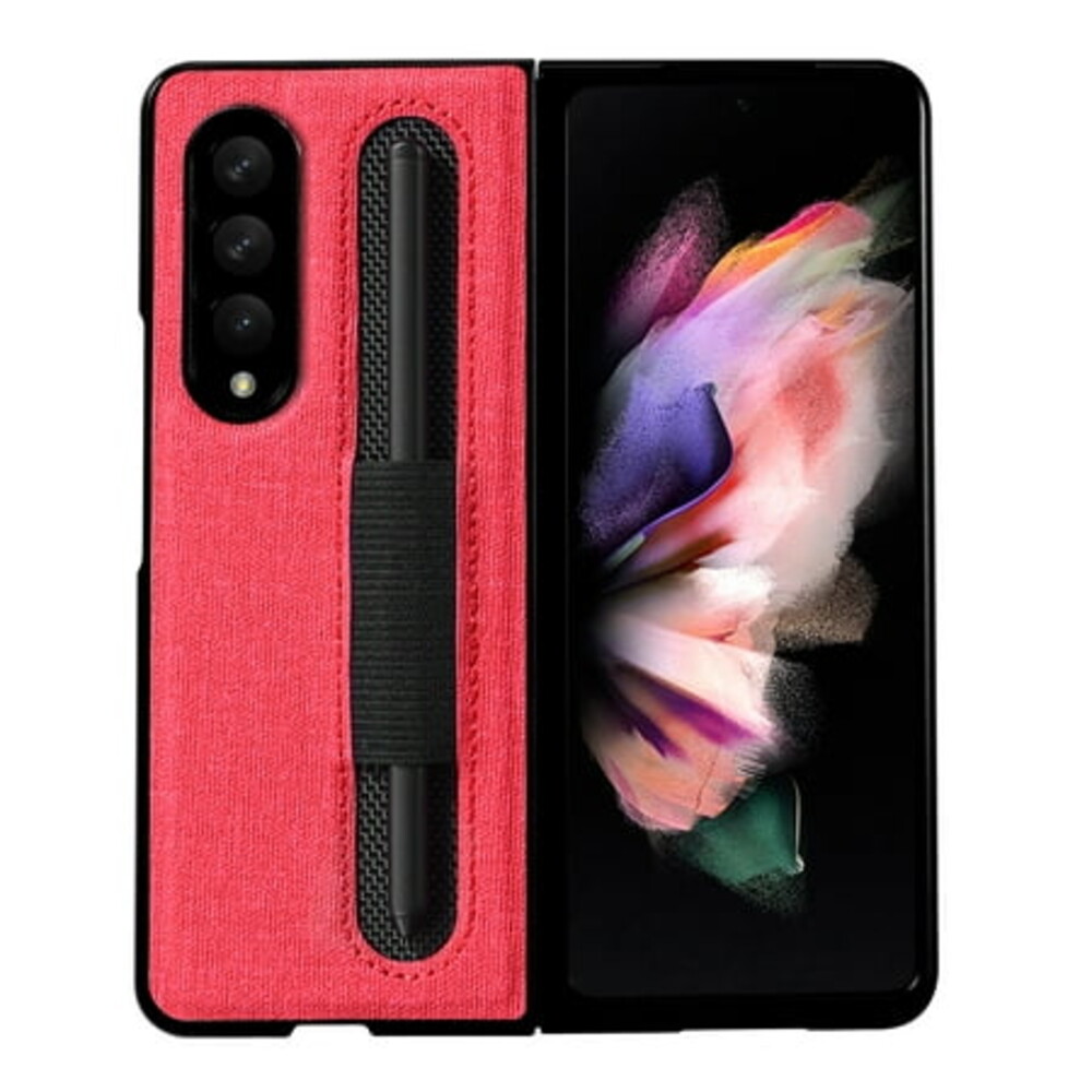 TECH CIRCLE Samsung Galaxy Z Fold 3 Case with S Pen Holder,PU Leather Slim Flip Shockproof Protective Cover Men Women Case for Samsung Galaxy Z Fold 3 5G 76 inch 2021,Red