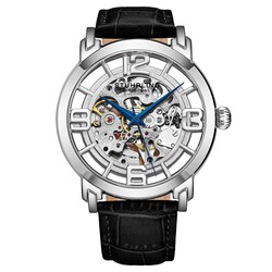 Stührling Original Men’s Skeleton Automatic Watch – Winchester 44 Elite, Stainless Steel Case, Mechanical Movement, Leather Strap